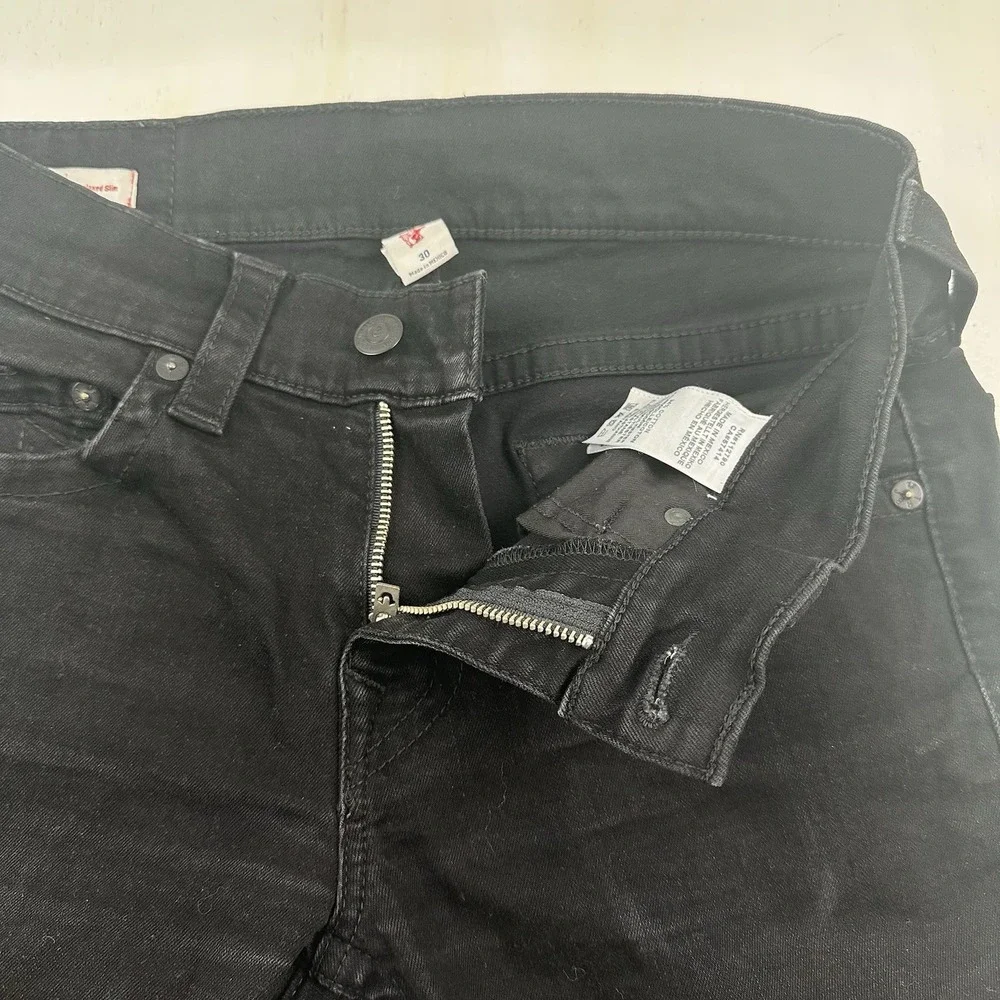 True Religion GENO Relaxed Slim Fit Jeans Men 30x33 Rinse Black Straight Stretch